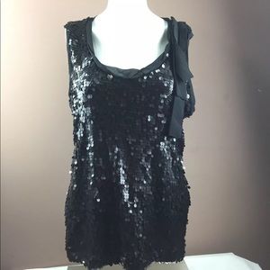 NWOT NY&C Matte Black Sequined Tank Top, sz Large